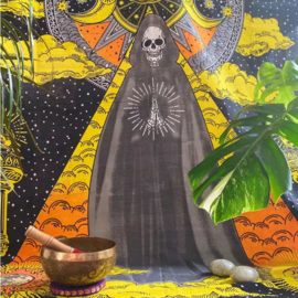 Bedsprei wandkleed Santa Muerte Mexicaanse Magere Hein Heilige Dood - 140  x  210 cm