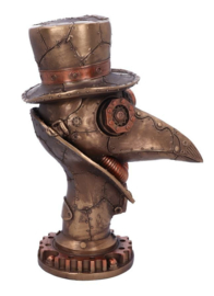 Beaky -  bronskleurig Steampunk beeld van een pestdokter - 23 cm hoog