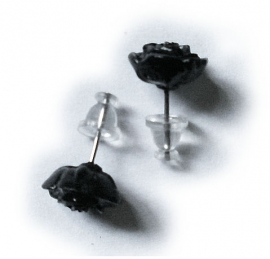 Alchemy Gothic design oorbellen - Black Rose Studs