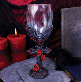 Carpe Noctem Wijnglas Kelk - Vampieren Vleermuis - 20 cm hoog