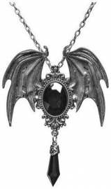 Restyle nekketting / broche - Della Morte - zwarte vleermuis