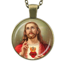 Glazen hanger met ketting Christus 6