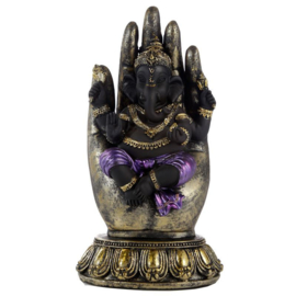 Ganesha met paarse broek in hand - 20.5 cm hoog