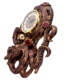 Octoclock - Steampunk Octopus Kraken Horror Wandklok 26 cm hoog