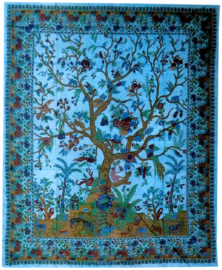 Bedsprei Levensboom / Tree of Life  turquoise 200 x 220 cm (2 pers) 2