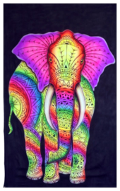 Bedsprei Wandkleed Goa Style UV Blacklight  – Olifant – 180 x 110 cm