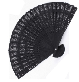 Fantasmagoria Lamia black wood folding fan