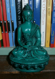 Thais boeddha beeld groene hars 11 cm hoog