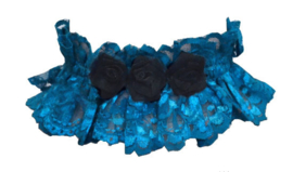 Luxe Gothic choker - turquoise kant mete zwarte rozen - Darkstar Jordash