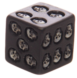 Dice With Death - 5 dobbelstenen met doodskoppen in kadoverpakking - 1,5 cm