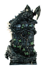 Duelling Dragons staande Gothic klok met Magere Hein figuren - 26 cm hoog