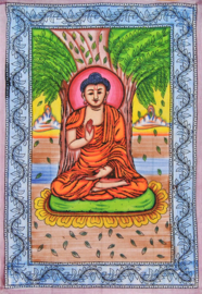 Een persoons bedsprei, wandkleed Boeddha gekleurd - 120 x 220 cm