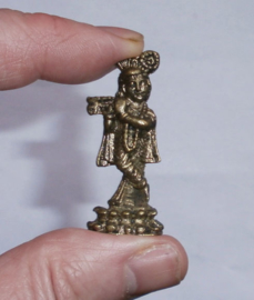 Minibeeld messing Krishna met fluit 4 cm hoog