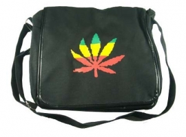 Zwarte tas met cannabisblad
