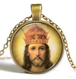 Glazen hanger met ketting Christus dessin 1