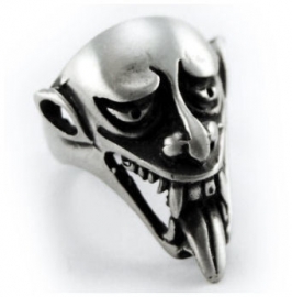 Pewter ring demonisch hoofd