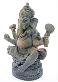 Ganesha met Rat hematiet - 18 cm hoog