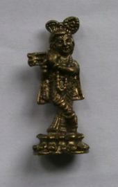 Minibeeld messing Krishna met fluit 4 cm hoog