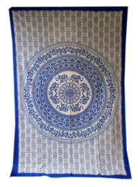 Bedsprei Olifanten Mandala blauw wit 150 x 210 cm (1 pers)