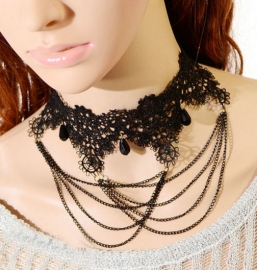 Spider's Web - zwarte gothic kanten choker