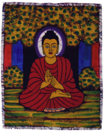 Batik wandkleed van Nepal - Boeddha - 45 x 55 cm