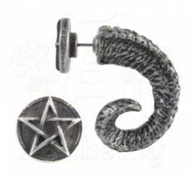 Alchemy Gothic faux stretcher oorbel - Magic Ram's Horn