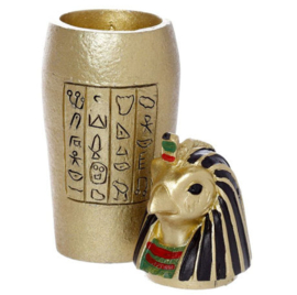 Set van 4 Egyptische koptische kruiken - Horus Anubis Sekhmet Farao - 12 cm hoog