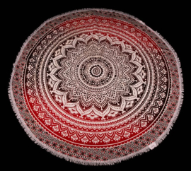 Ronde Mandala doek bedsprei wandkleed tafelkleed vloerkleed rood wit burgundy - 180 cm doorsnee