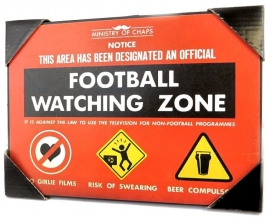 Blikken metalen wandbord Football Watching Zone 15 x 20 cm