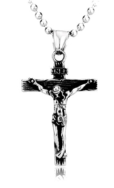 Christus op een crusifix Katholiek kruis ketting 316 titanium staal - 6 x 2.5 cm