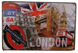 Blikken metalen wandbord London 20 x 30 cm