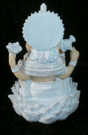 Ganesha wit op grote lotus 15 cm hoog