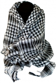 Arafatsjaal / Shemagh / Palestijnse sjaal zwart-wit - dun