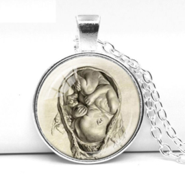 Glazen hanger met ketting Foetus Zwangere Vrouw Baby