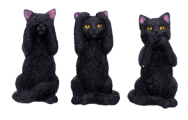 3 Wise Felines - Horen Zien Zwijgen Zwarte Katten - 8.5 cm hoog