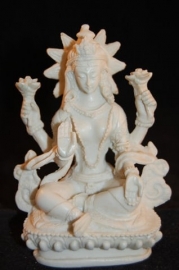 Lakshmi beeld witte polyresin 11 cm