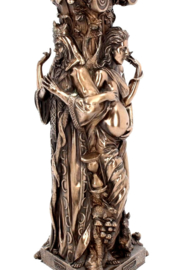 Triple Goddess - Maagd, Moeder, Oudwijf - bronskleurig - theelichthouder - 25 cm hoog