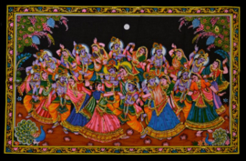 Muurkleed Krishna en Rhada dansend in maanlicht 2  - 80 x 110 cm