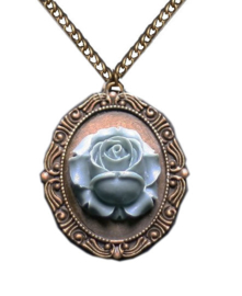 Fantasmagoria pastel blue rose pendant 5 cm lang