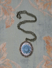 Fantasmagoria pastel blue rose pendant 5 cm lang