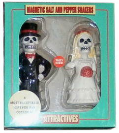 Zout- en Peperhouders - Skeletale huwelijkspaar - Love never dies - 12 cm hoog