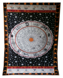 Bedsprei wandkleed tafelkleed vloerkleed strandlaken zodiac mandala 148 x 200 (wit)