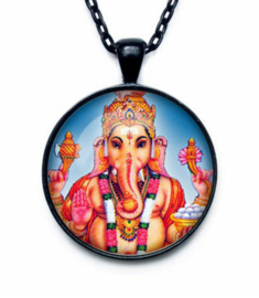 Glazen hanger met ketting Ganesha dessin 4