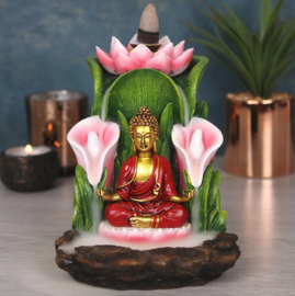 Backflow wierookbrander gekleurde Thaise Boeddha - 14 cm hoog