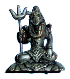 Shiva Mahayogi verzilverde messing 6 cm hoog