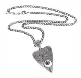 Alchemy Gothic pewter ketting Ouija Planchette met Boze Oog - 6,5 cm hoog