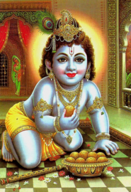Briefkaart / Hindu wenskaart Krishna als kind 3