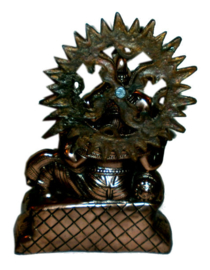 Ganesha half liggend met rat koperkleurig beeld 33 cm hoog