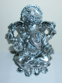 Ganesh Beeld Resin Zilver 12 x 7 x 15 cm