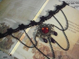 Grave Devil Fire - Gothic zwarte kanten choker